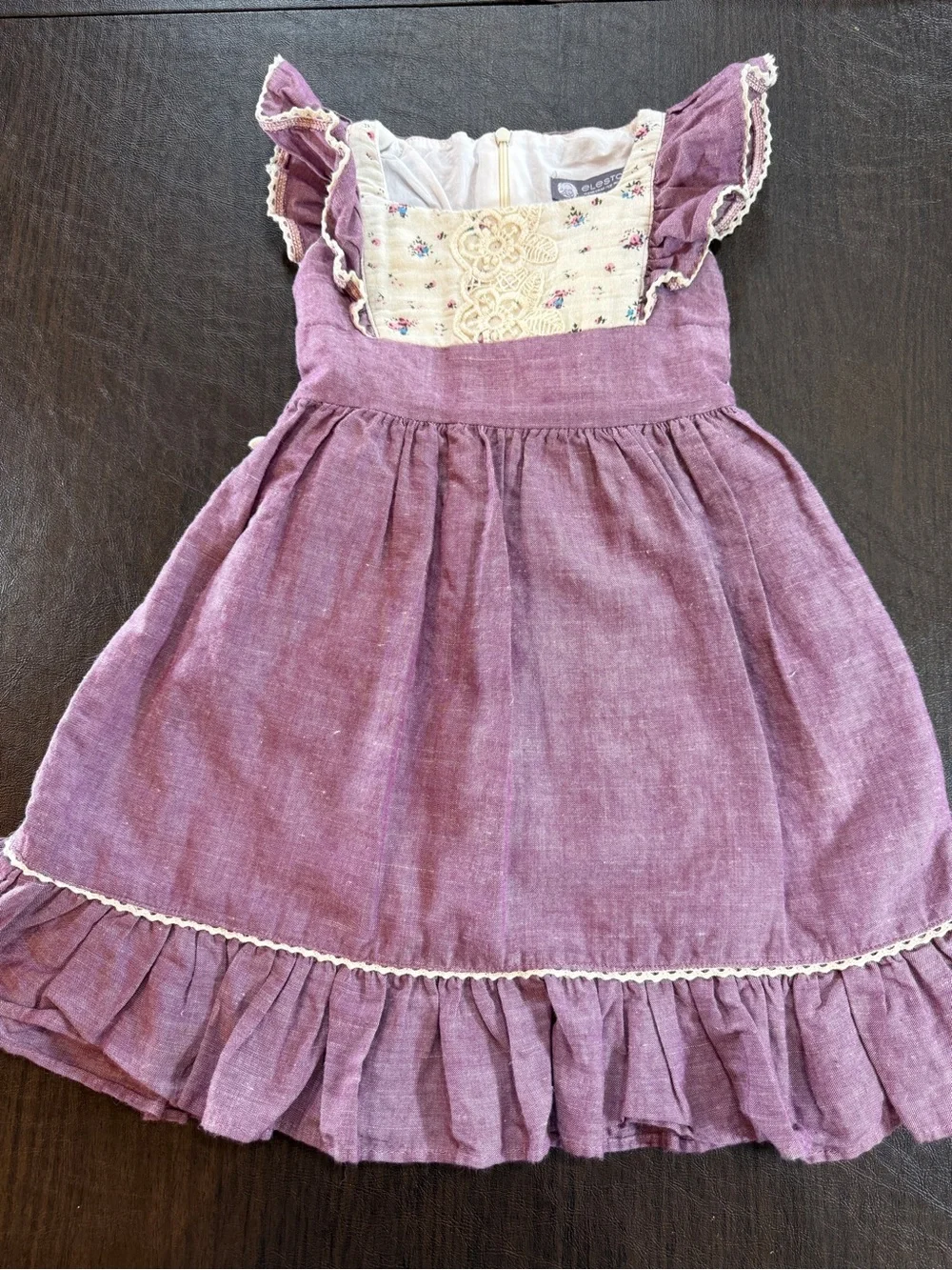 Ele Story Girls' Purple Ruffle-Lace Linen Flutter Dress Sz 2-3T - Picture 1 of 7